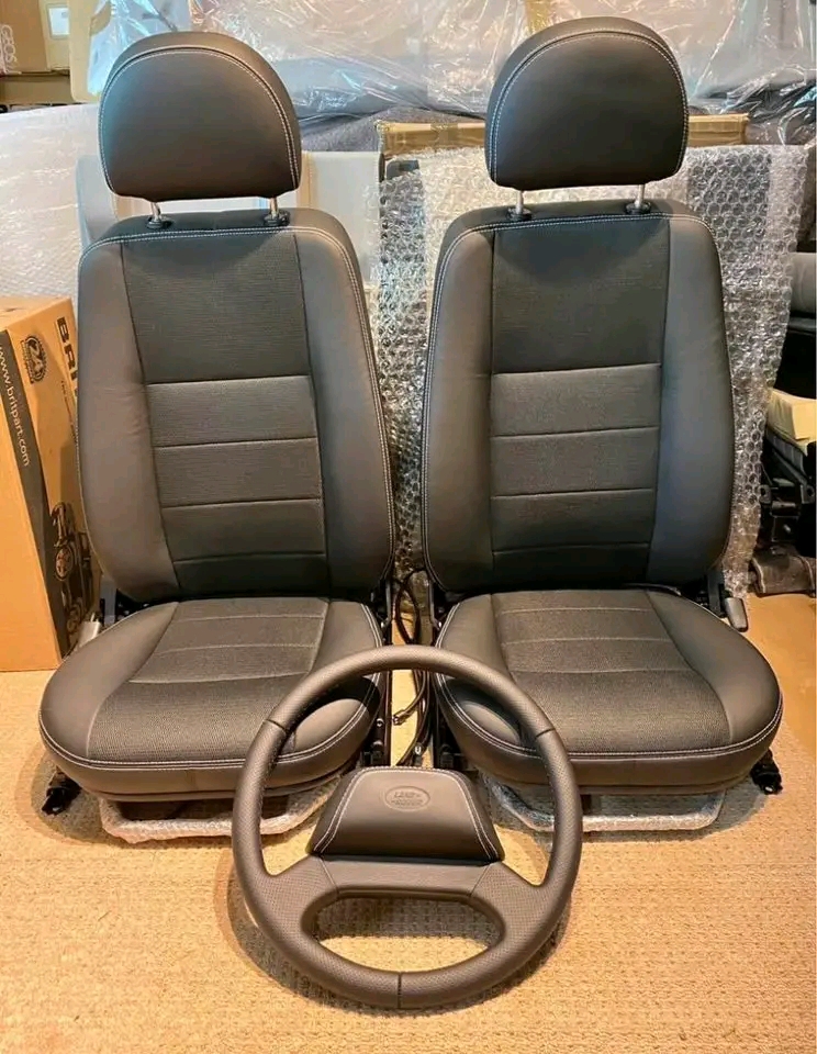 Land Rover Defender XS leather heated seats with matching steering wheel